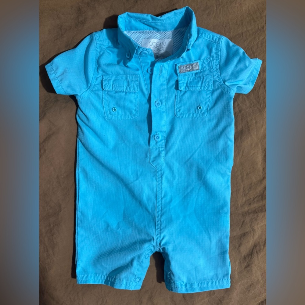 Ocean & Coast Baby Boys Turquoise Short Romper